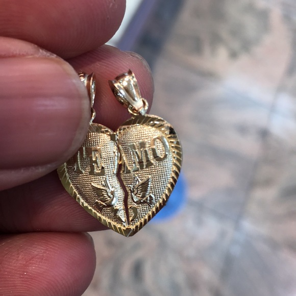 Gold Necklace Te Amo Broken Heart Necklace Broken Heart Pendant Te